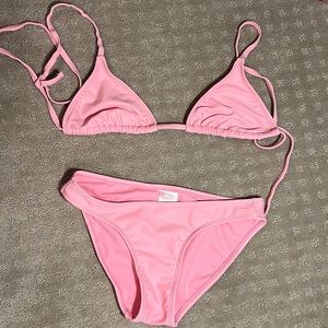 Pink triangle shape too with full coverage bottoms
